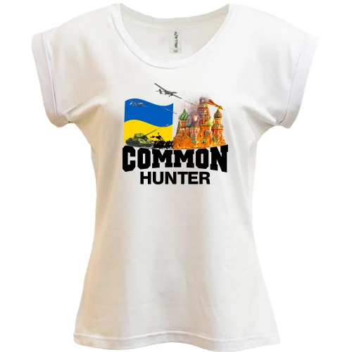 Футболка жіноча PANI, Білий, Common Hunter з палаючою Москвою