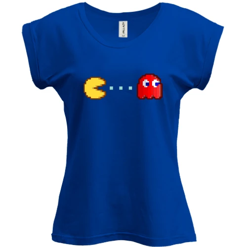 Футболка женская PANI, Синий, "Pacman vs ghost"