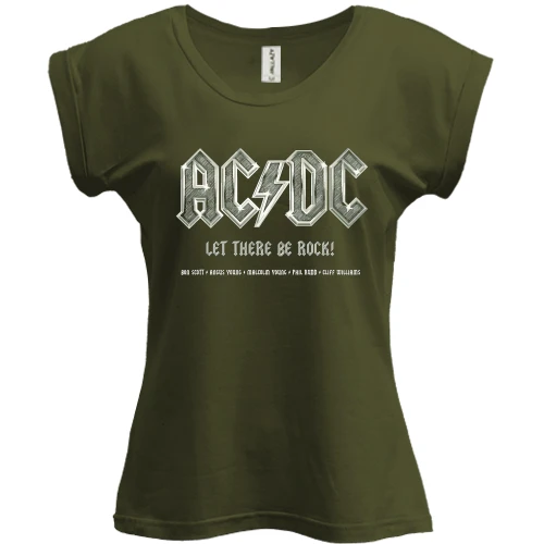 Футболка женская PANI, Хаки, "AC DC - Let there be rock!"