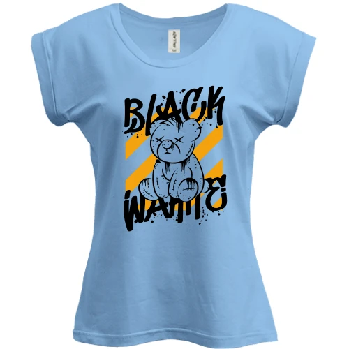 Футболка женская PANI, Синий, c плюшевым мишкой "black wahite"
