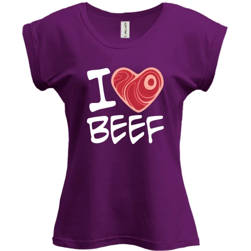 Футболка женская PANI, Фиолетовый, "I love Beef"