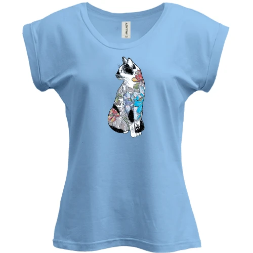 Футболка женская PANI с разрисованным котом