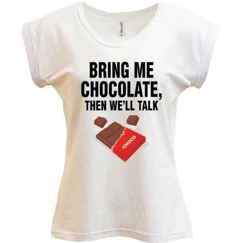 Футболка женская PANI, белый, Bring me chocolate
