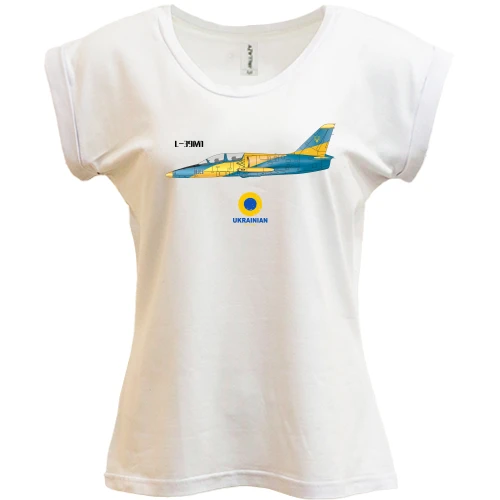 Футболка женская PANI, Белый, с самолётом "Ukrainian air force"