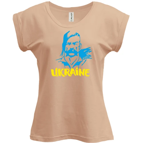 Футболка женская PANI, Бежевый, с казаком "Ukraine"
