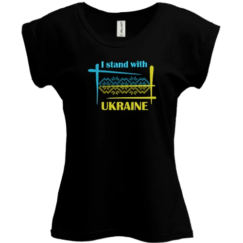 Футболка жіноча PANI, Чорний, I STAND WITH UKRAINE