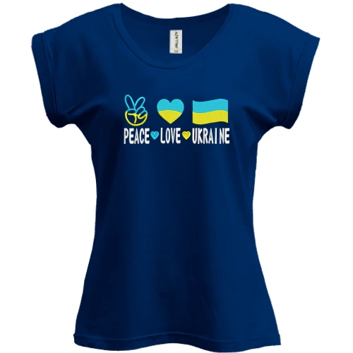 Футболка женская PANI, Синий, Peace and love Ukraine