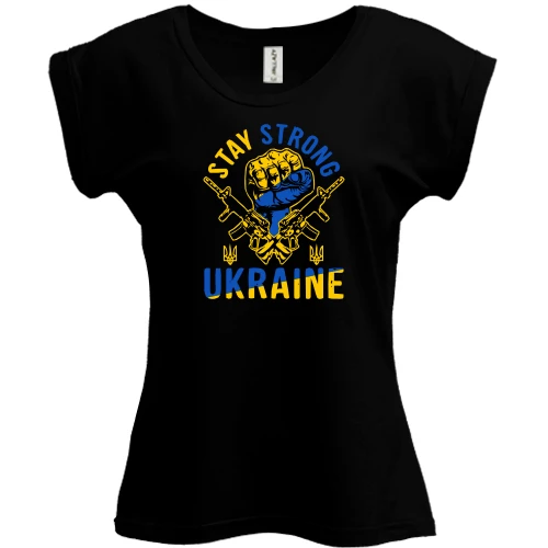 Футболка женская PANI, Черный, "Ukraine stay strong"