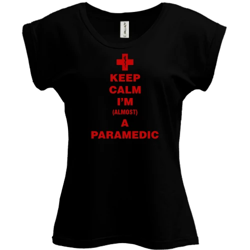 Футболка жіноча PANI, Чорний, "Keep calm I'm a paramedic"