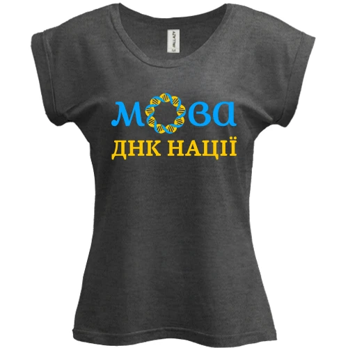 Футболка женская PANI, Серый меланж, "Мова - ДНК нації"