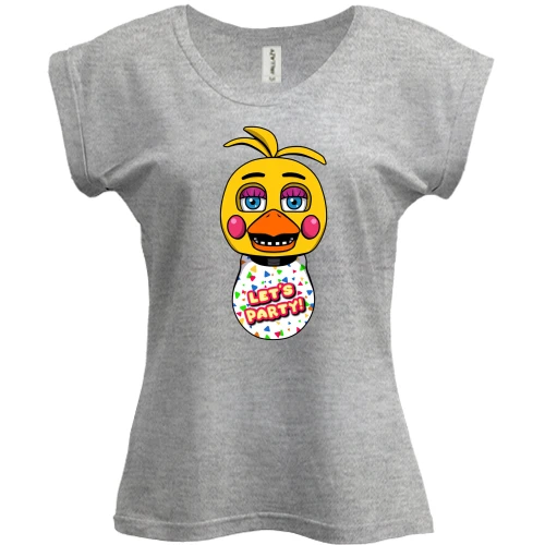 Футболка женская PANI, Серый меланж, FNAF Chica