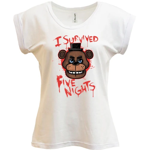 Футболка жіноча PANI, Білий, I survived Five Nights