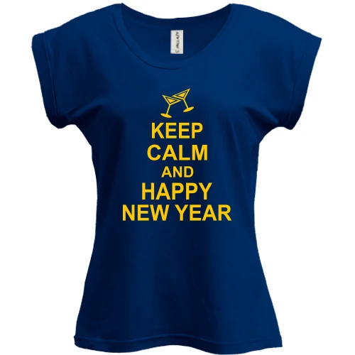 Футболка жіноча PANI, Синій, Keep calm and Happy New Year