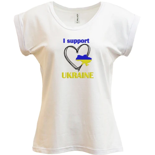 Футболка женская PANI, Белый, с вышивкой I Support Ukraine