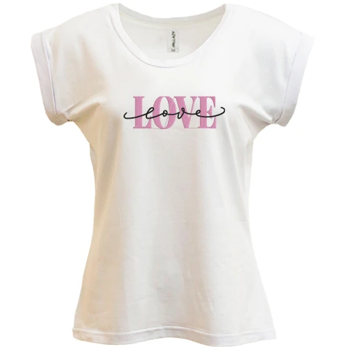 Футболка жіноча PANI, Білий, з написом Love Love