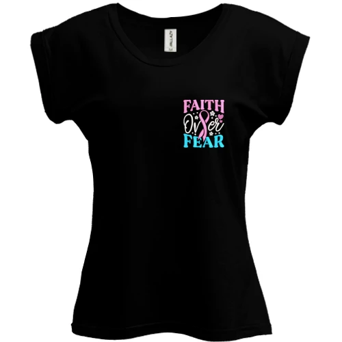 Футболка женская PANI, черный, с надписью Faith over Fear
