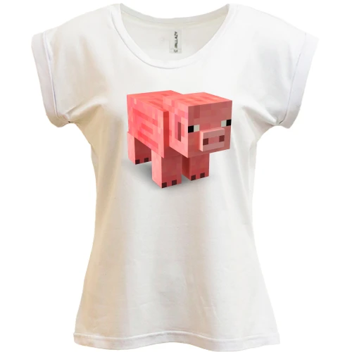 Футболка женская PANI, Белый, Minecraft Pig
