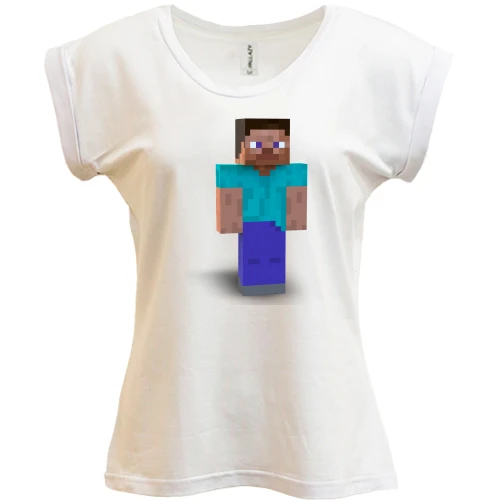 Футболка женская PANI, Белый, Minecraft Стив (2)