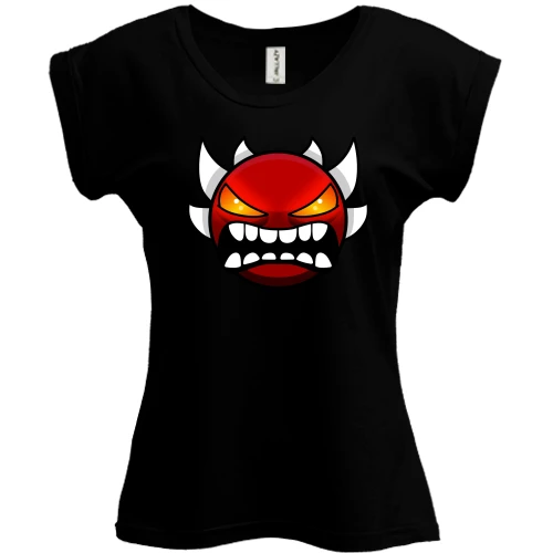 Футболка жіноча PANI, Чорний, Geometry Dash Extreme Demon