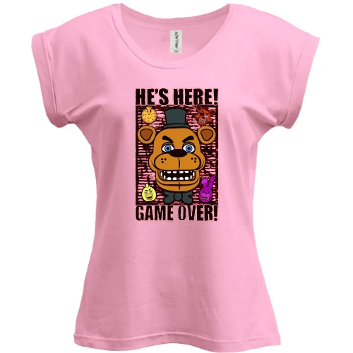 Футболка жіноча PANI, Рожевий, FNAF He`s Here - Game over