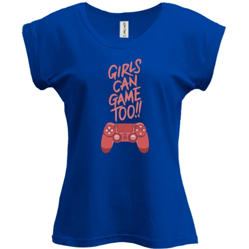 Футболка женская PANI, Синий, Girls can Game Too!