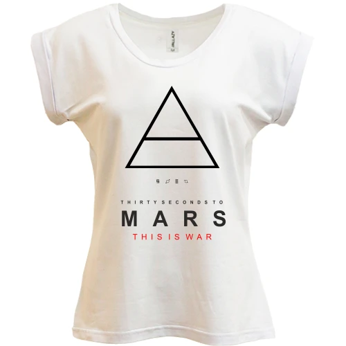 Футболка женская PANI, Белый, с логотипом 30 Seconds to Mars «This Is War»