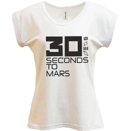 Футболка женская PANI, Синий, с цифрой 30 и глифами 30 Seconds to Mars