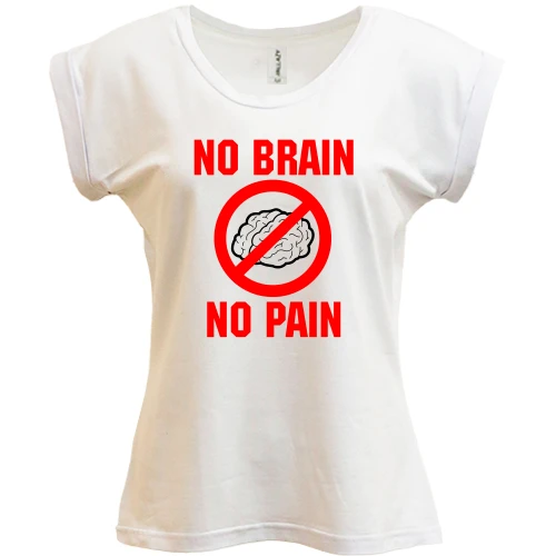 Футболка жіноча PANI, Білий, No brain - no pain