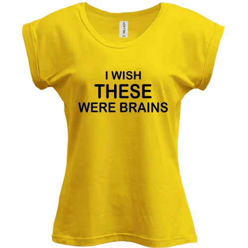 Футболка женская PANI, Желтый, I wish these were brains