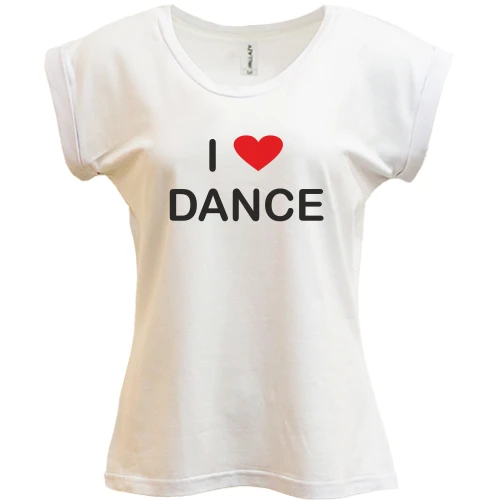 Футболка жіноча PANI, Білий, I Love Dance з червоним серцем