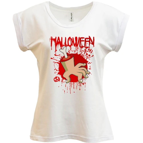 Футболка жіноча PANI, Білий, Halloween (Кисть руки)