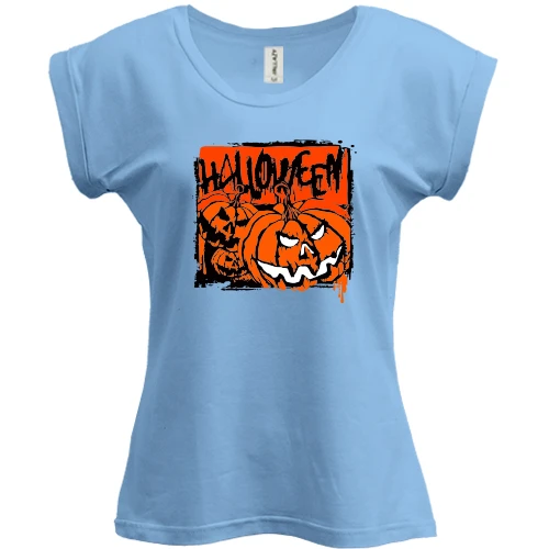 Футболка женская PANI, Синий, Halloween Тыквы Арт