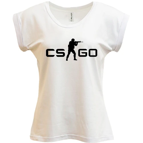 Футболка женская PANI, Белый, с логотипом CS GO и бойцом