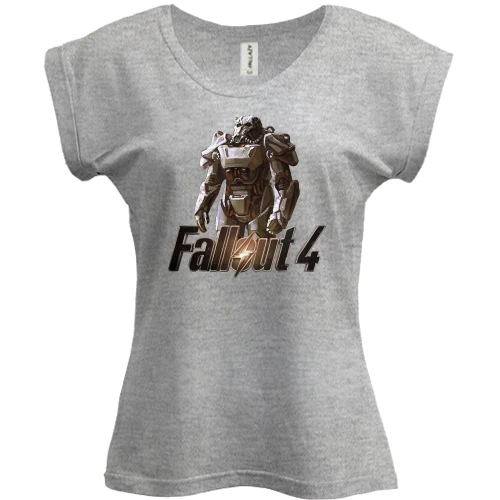 Футболка женская PANI, Серый меланж, Fallout 4 Робот