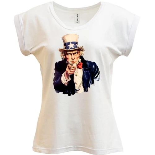 Футболка жіноча PANI, Білий, Дядько Сем (Uncle Sam)