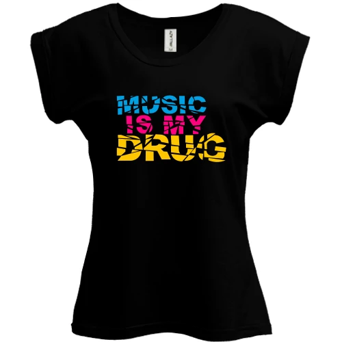 Футболка жіноча PANI, Чорний, Music is my drug