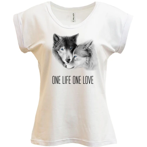 Футболка женская PANI, Синий, с волками One Life One Love