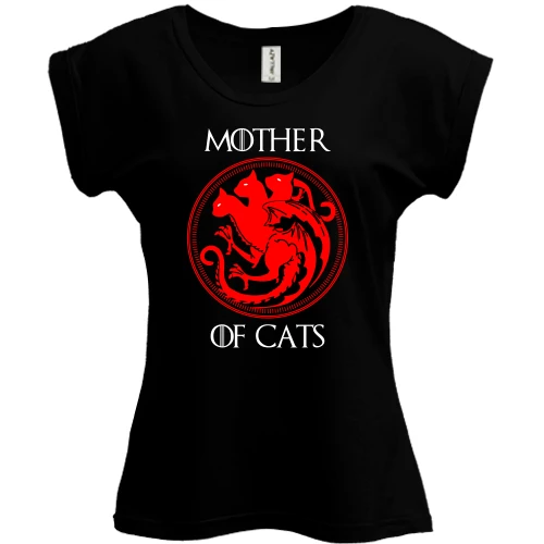 Футболка женская PANI, Черный, Mother Of Cats - Game of Thrones