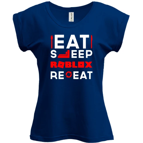 Футболка женская PANI, Синий, Eat Sleep Roblox Repeat