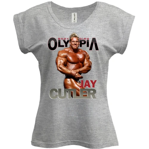 Футболка женская PANI, Серый меланж, Bodybuilding Olympia - Jay Cutler