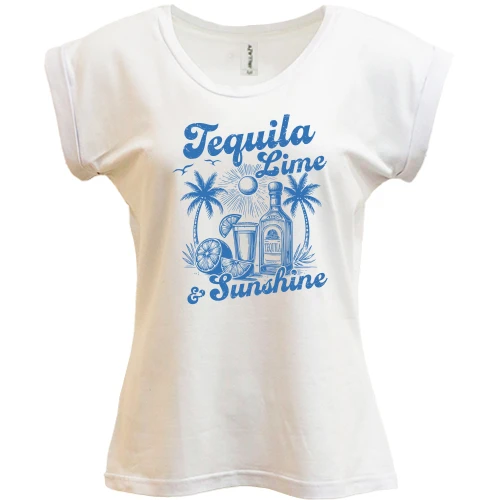 Футболка жіноча PANI, Синій, Tequila, Lime and Sunshine