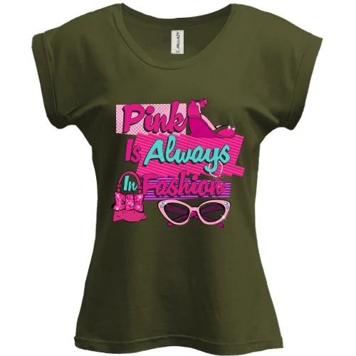 Футболка жіноча PANI, Хакі, Pink is always in fashion