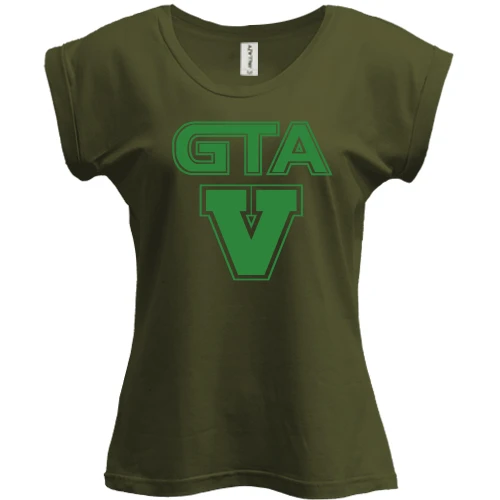 Футболка женская PANI, Черный, GTA V с зелёным логотипом