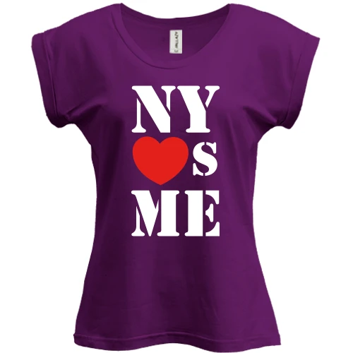 Футболка женская PANI, Фиолетовый, с надписью New york loves me
