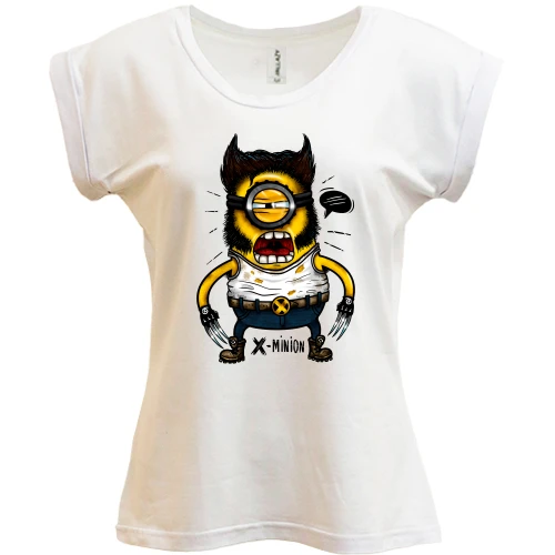 Футболка женская PANI, Белый, c миньоном-росомахой (x-minion)