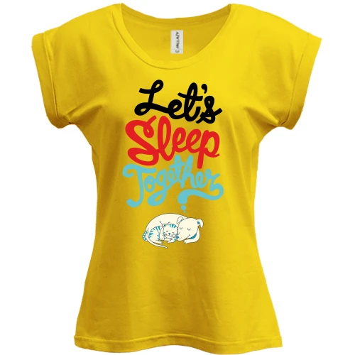 Футболка жіноча PANI, Жовтий, з написом Let`s sleep together