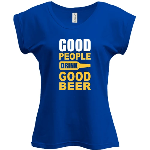 Футболка жіноча PANI, Синій, Good People Drink Good Beer