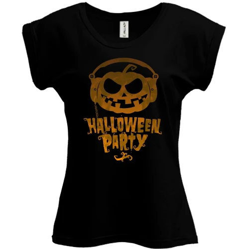 Футболка женская PANI, Черный, с надписью Halloween Party