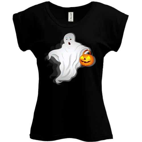 Футболка женская PANI, Черный, с летающим привидением