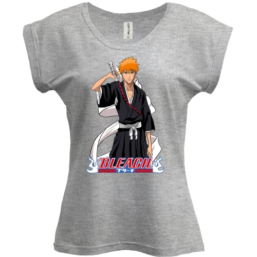 Футболка женская PANI, серый меланж, Bleach - Ичиго Куросаки